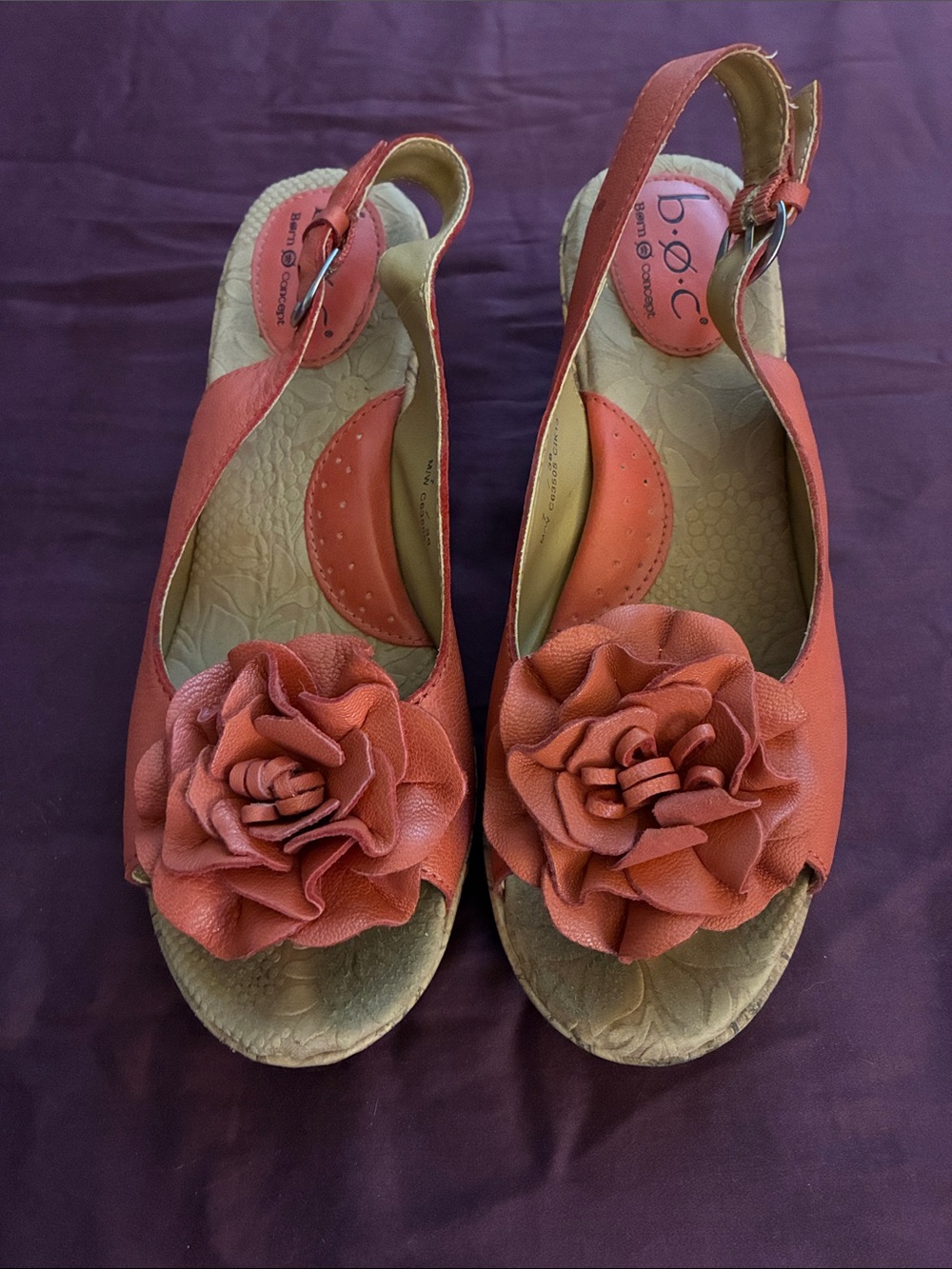 b.o.c Coral Slingback Sandals with Flower Rosettes